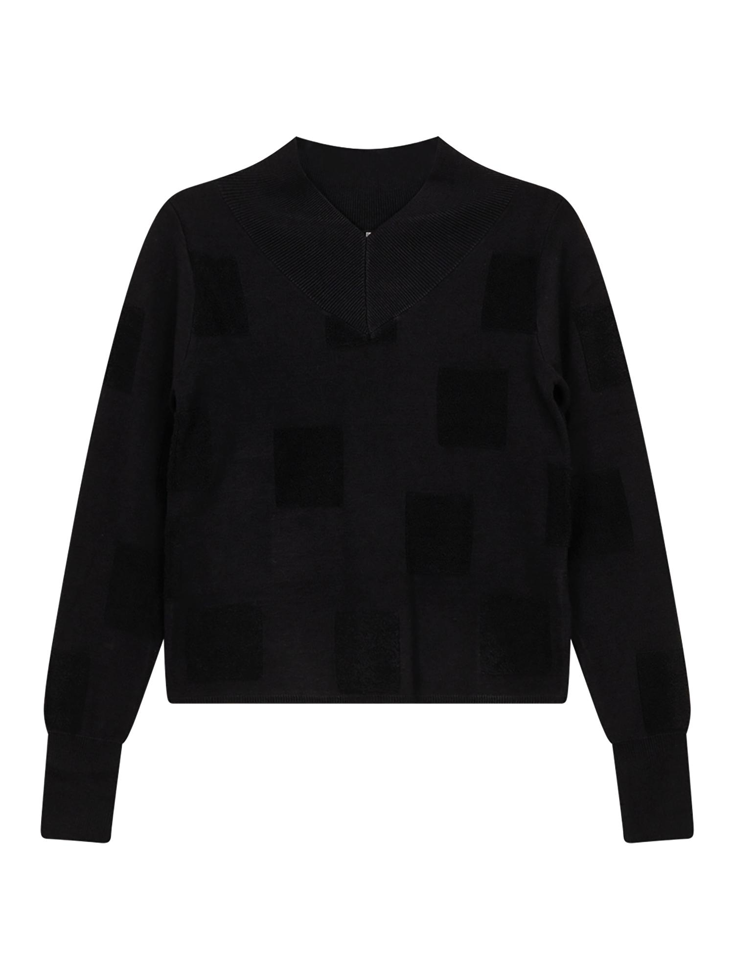 Ginger Square Jacquard Knit V-Neck Top Product Image