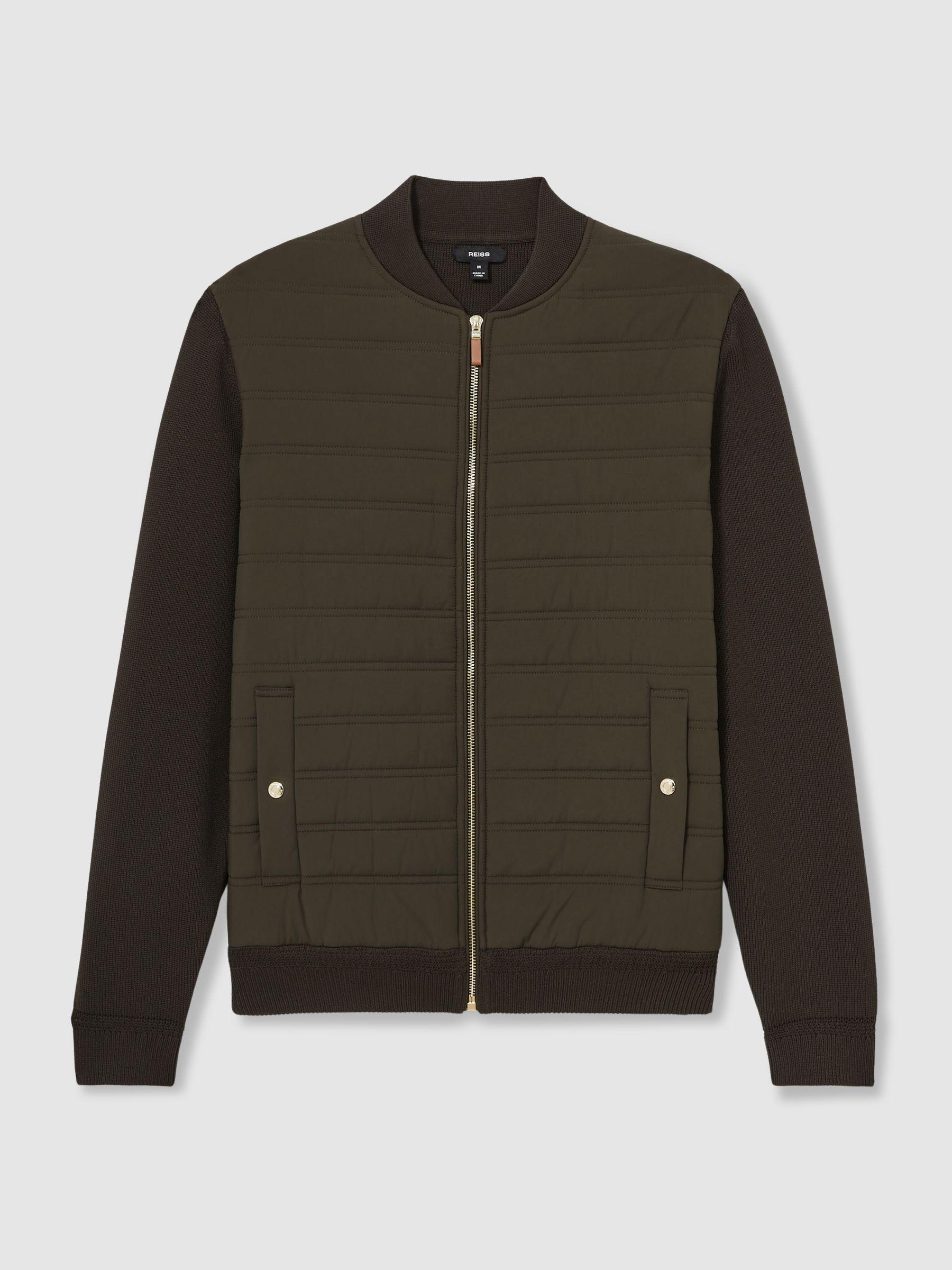 Quilted Hybrid Jacket in Military Green Product Image