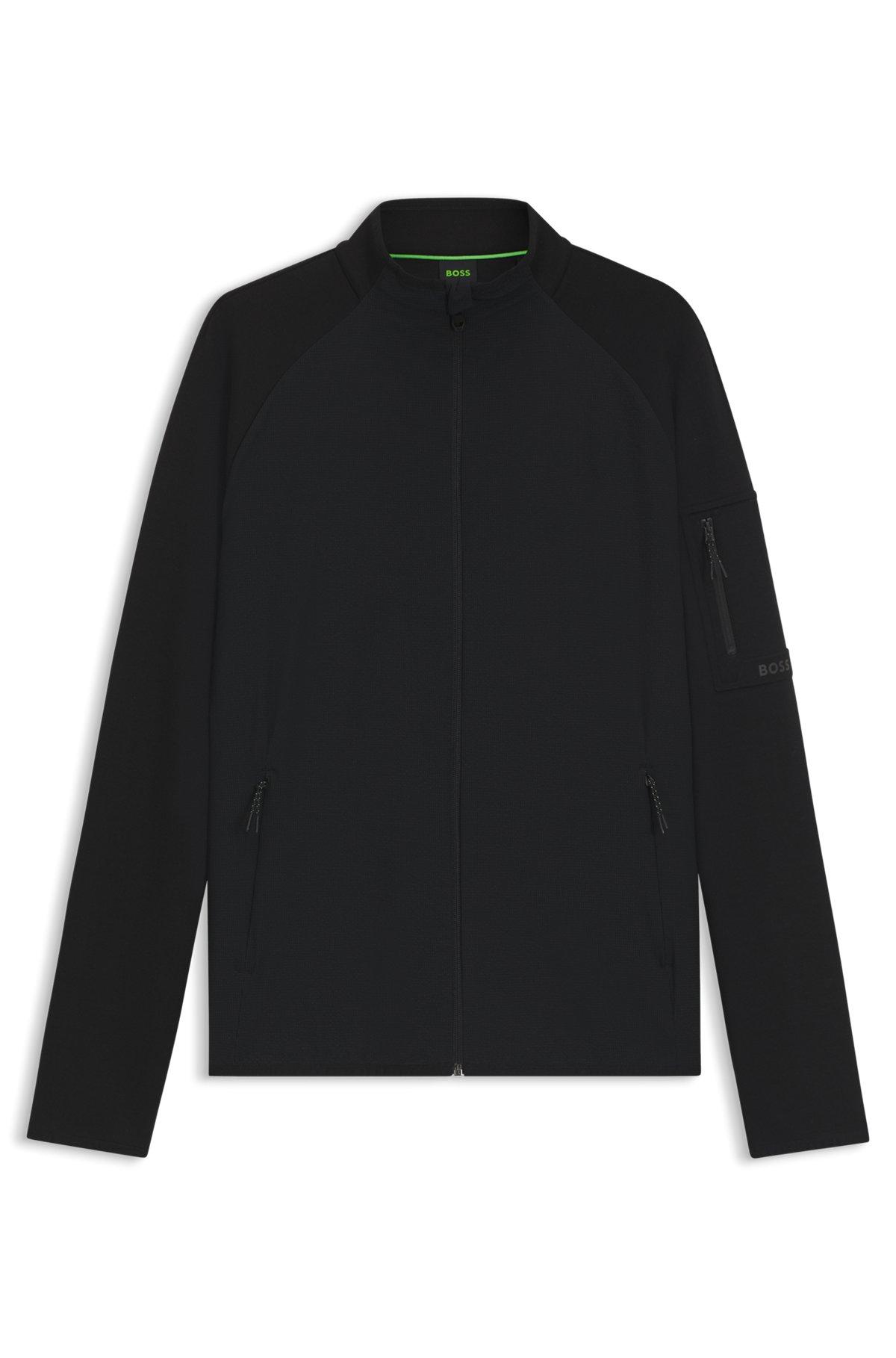 BOSS - Regular-fit zipper-through sweatshirt with reflective details - Black Product Image