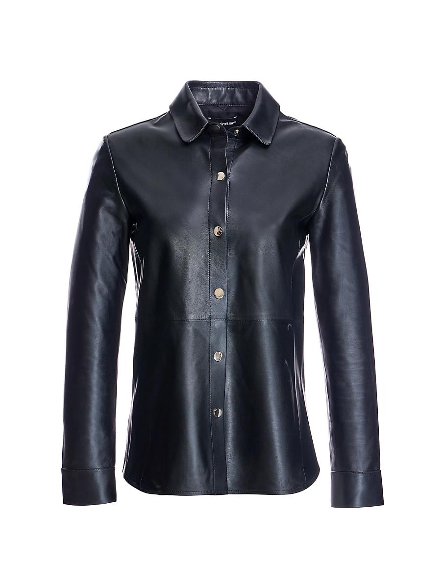 Womens Leather Snap-Front Shirt Product Image