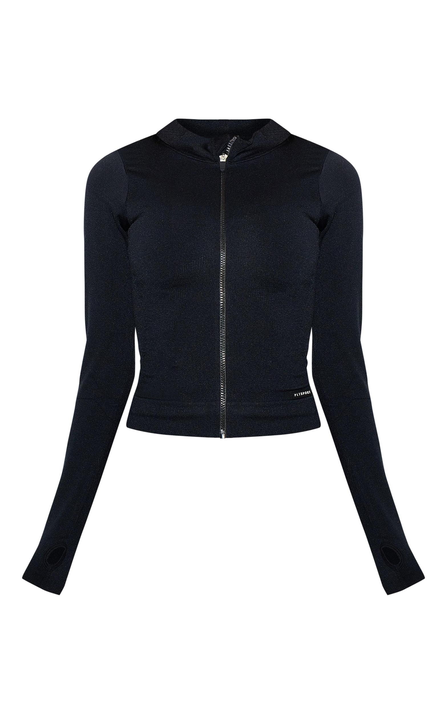 Black Seamless Rib Detail Jacket Product Image