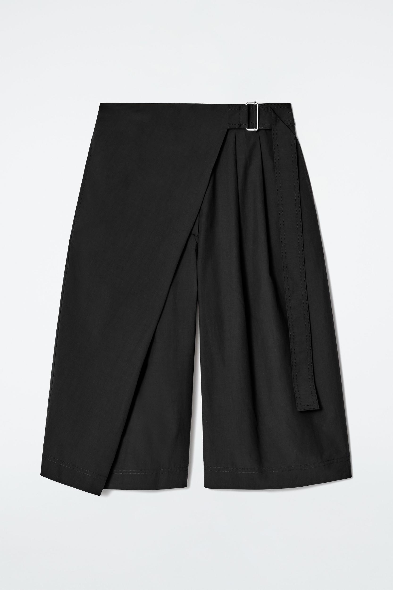 BELTED WRAP-FRONT COTTON SHORTS Product Image