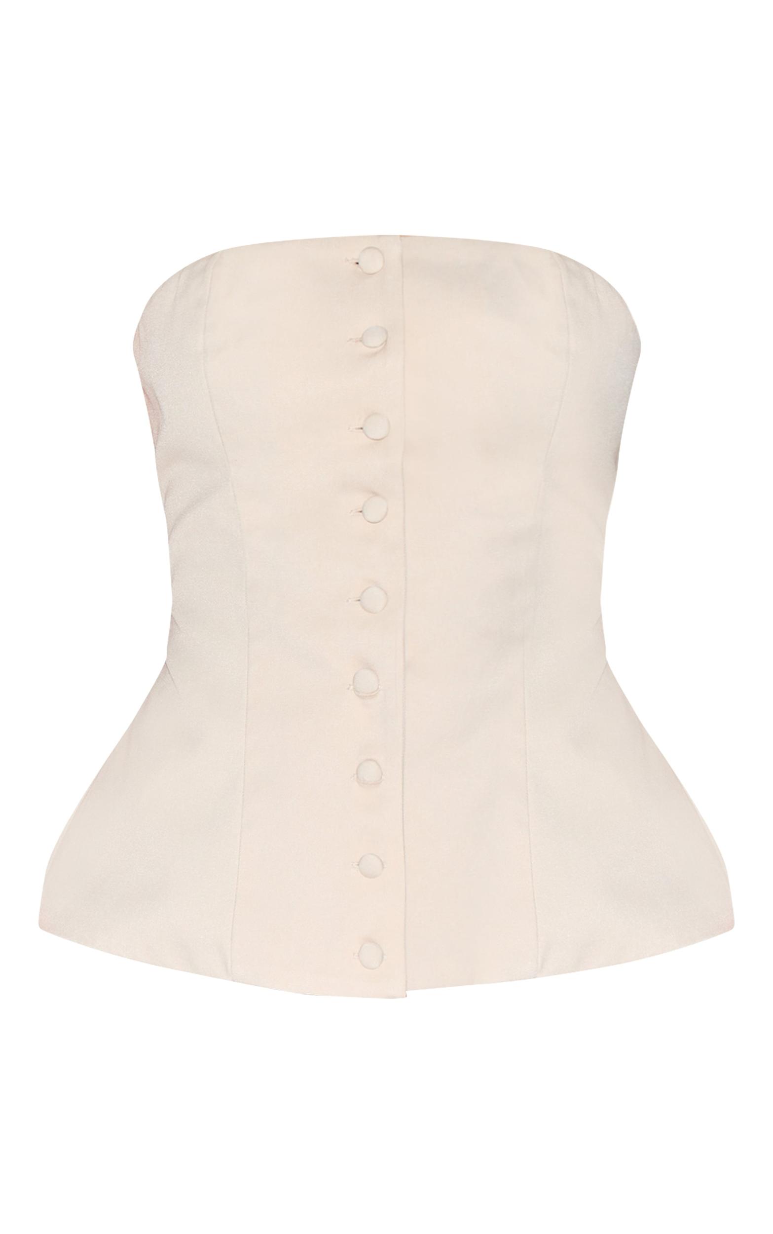 Beige Woven Structured Bandeau Vest Product Image