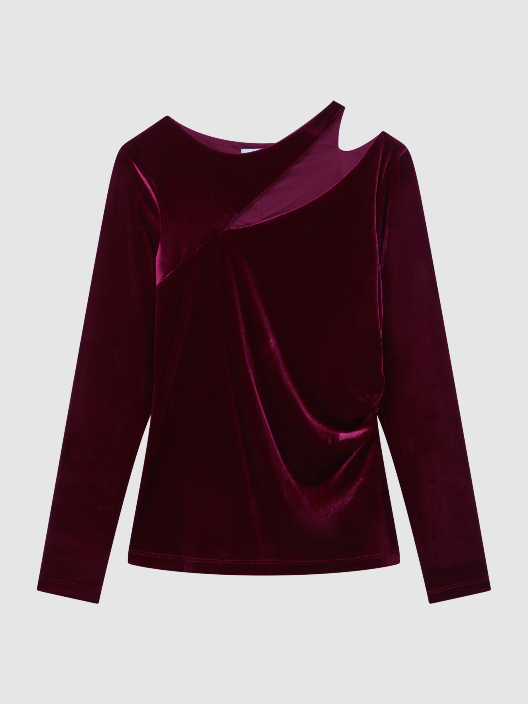 Velvet Cut-Out Top in Berry Product Image