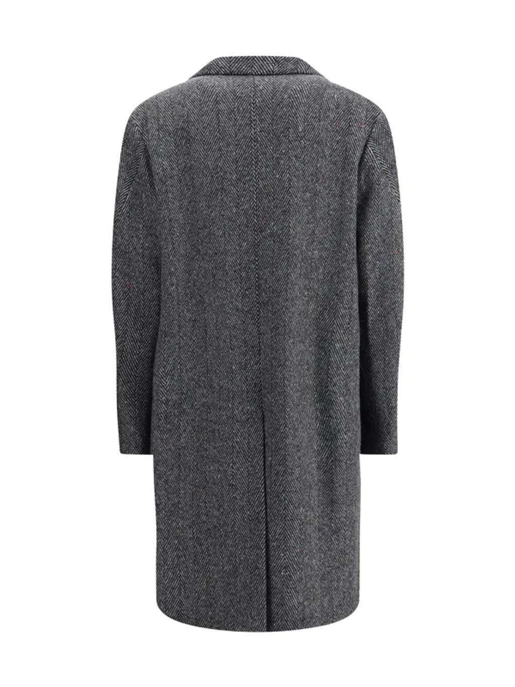 GIVENCHY Men Wool Blend Coat With Herringbone Motif In Multi Product Image