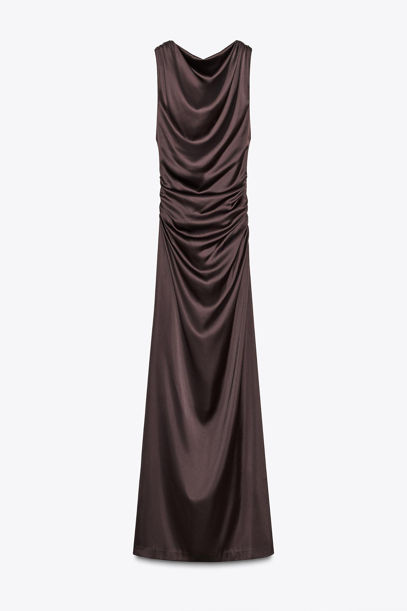 OPEN-BACK SATIN LONG DRESS Product Image