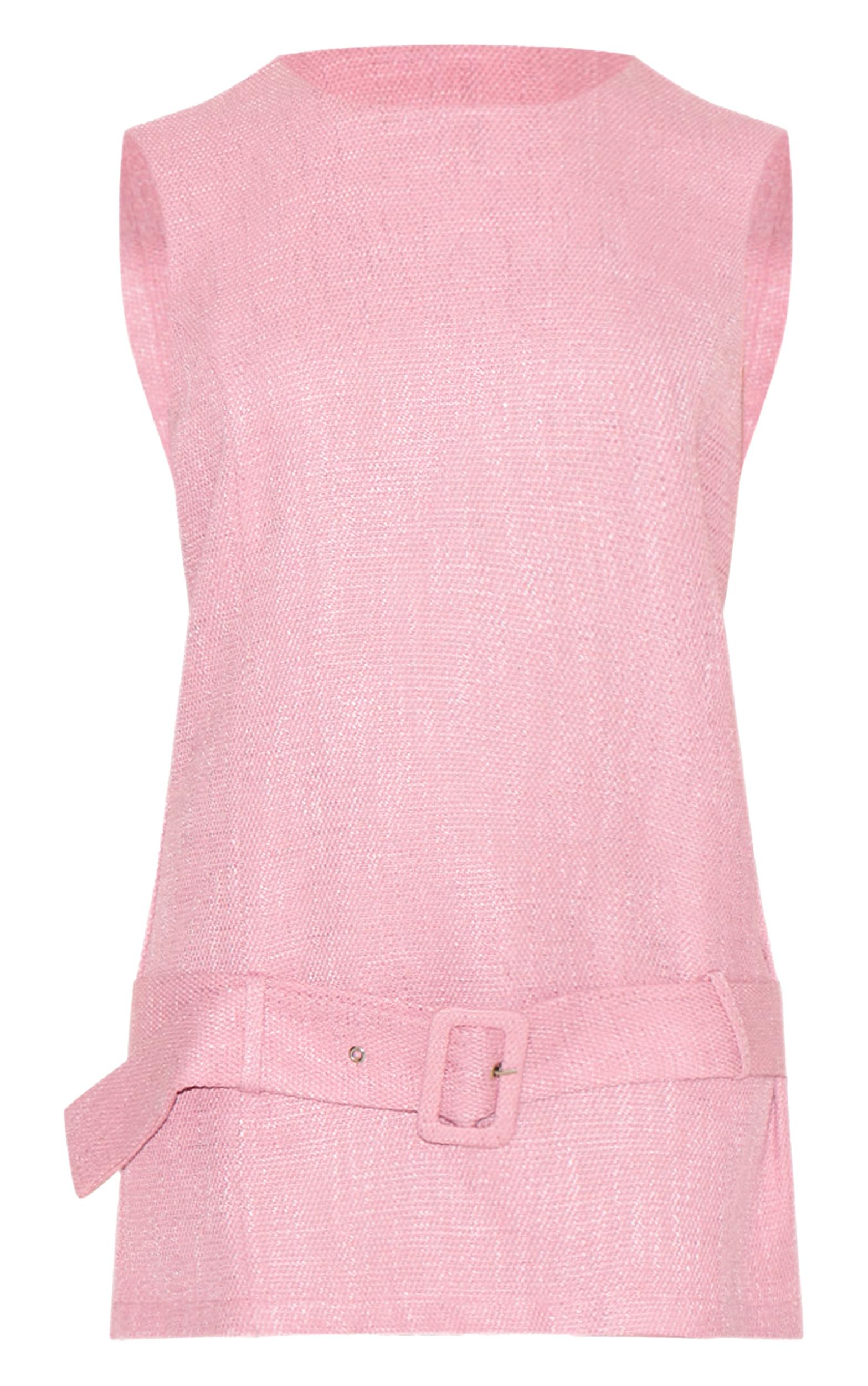 Petite Pale Rose Tweed Belted Shift Dress Product Image