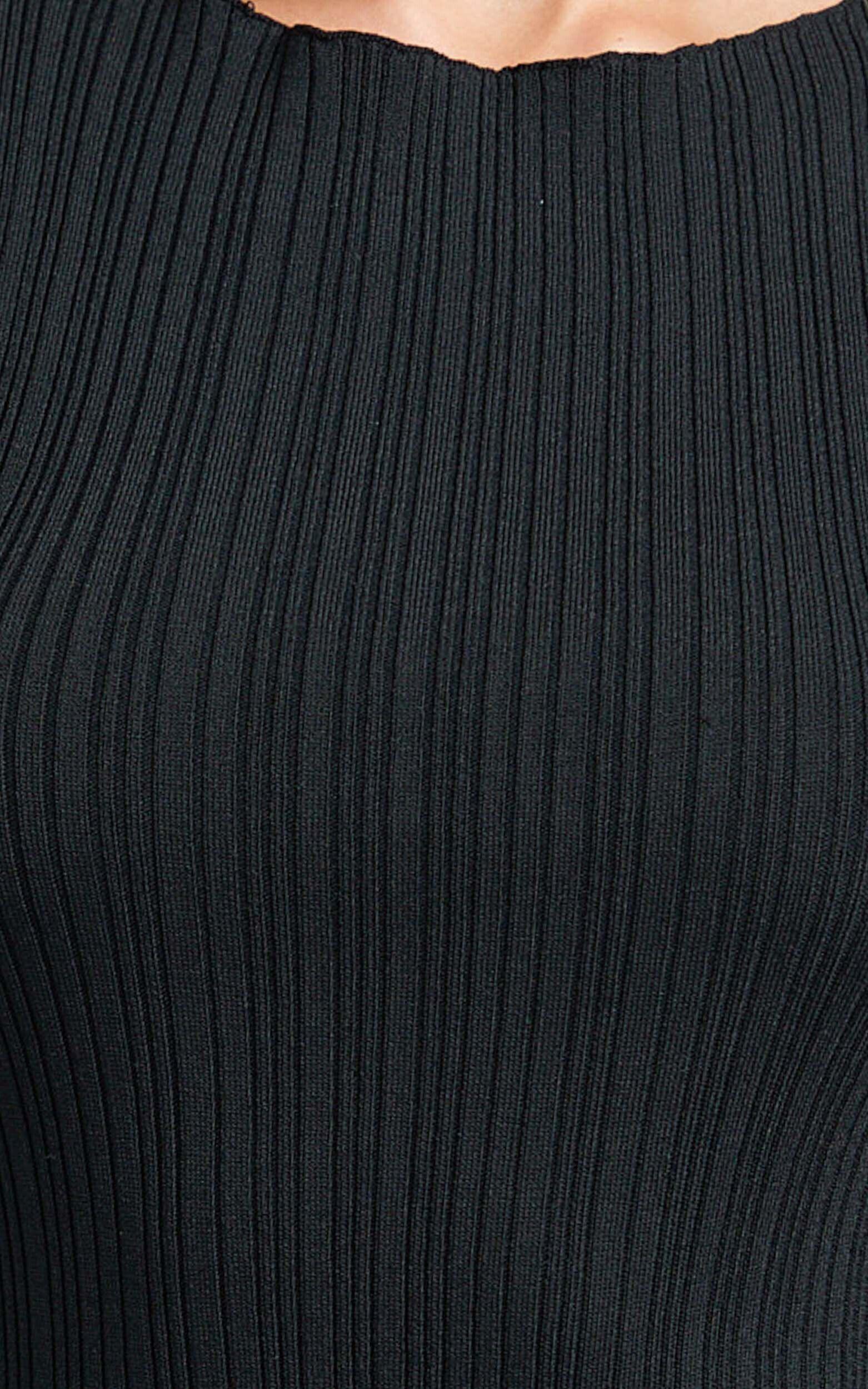 Anita Mini Dress - High Neck Ribbed Dress in Black Product Image