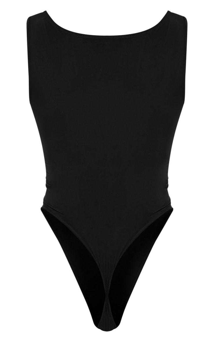 Black Basic Slinky Scoop Neck Bodysuit Product Image