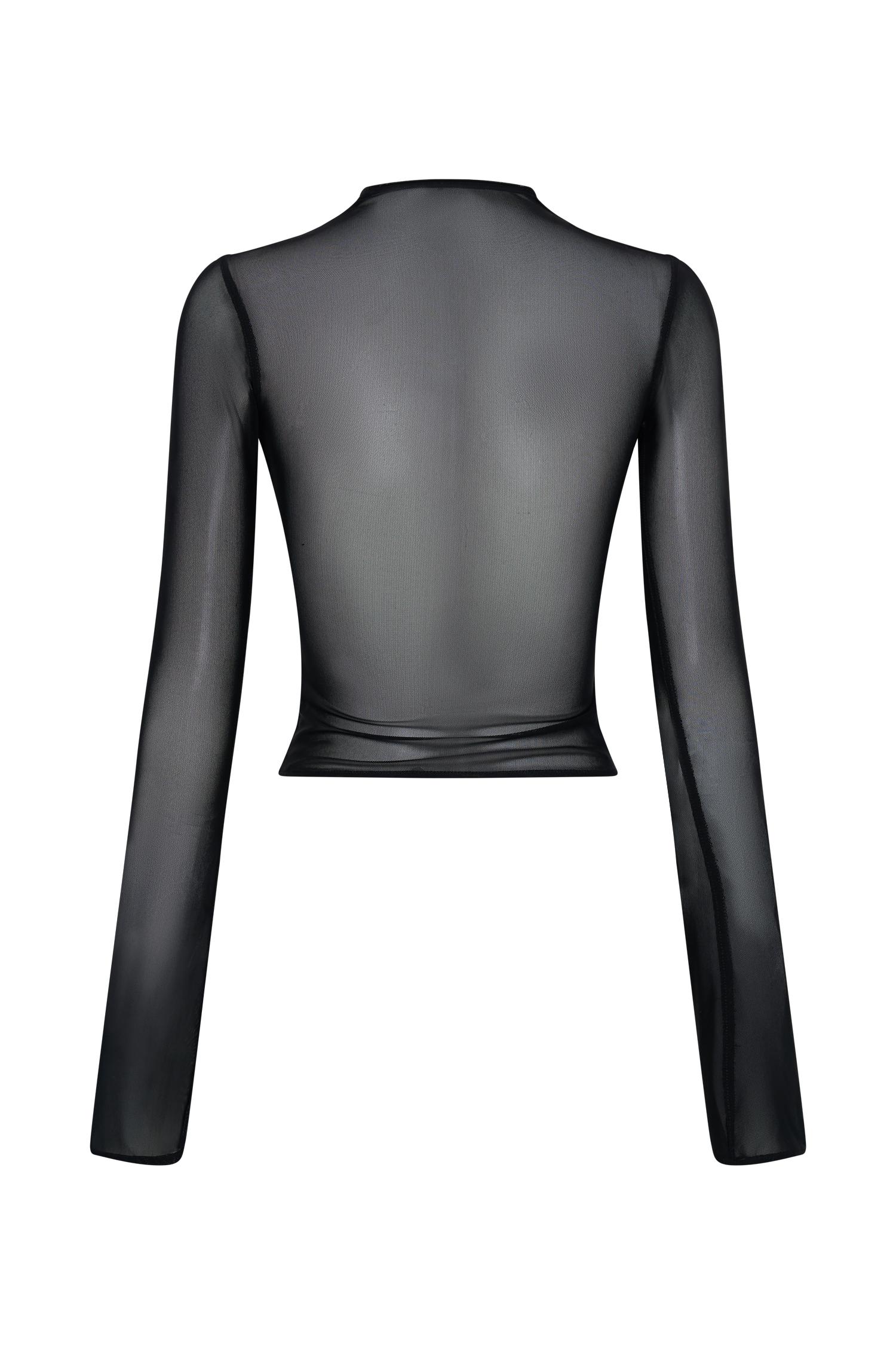Tania Slinky And Mesh Long Sleeve Top - Black Product Image