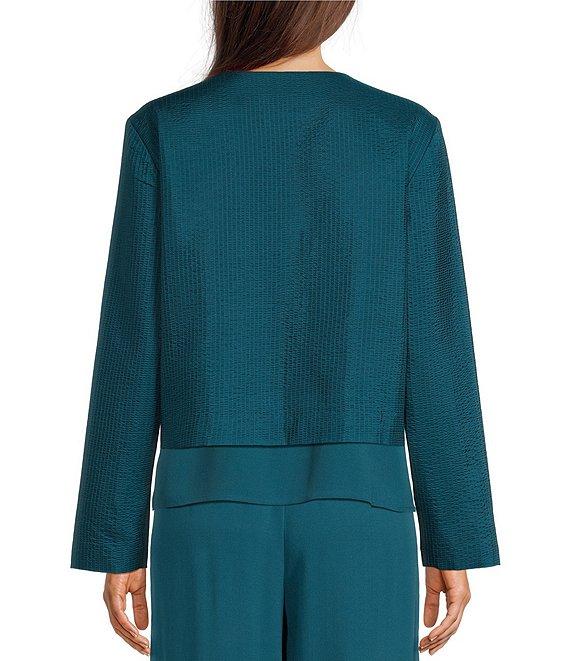 Eileen Fisher Quilted Silk Round Neck Long Sleeve Jacket Product Image