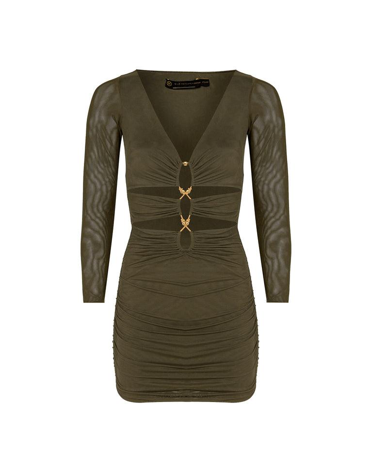 Luna Detail Short Dress (Exchange Only) - Evergreen Product Image