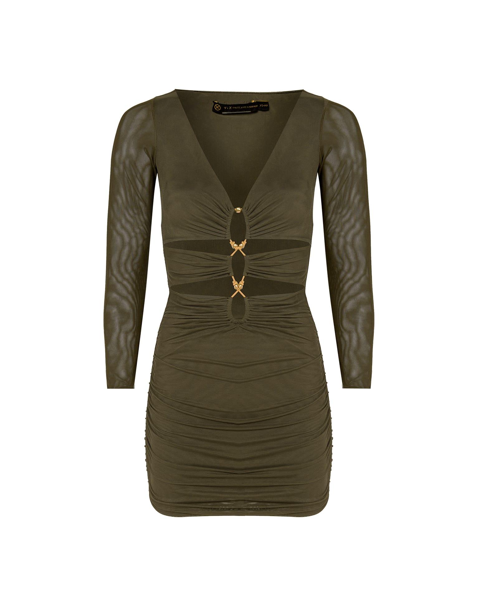 Luna Detail Short Dress (Exchange Only) - Evergreen Product Image