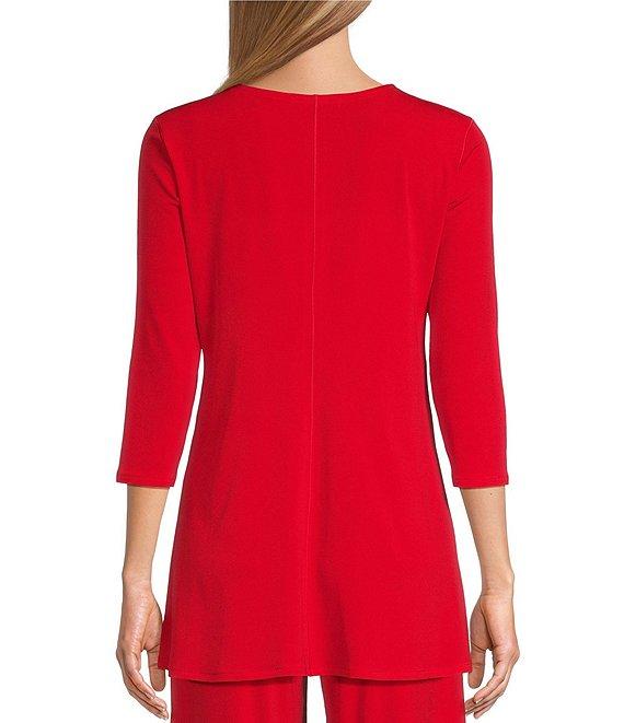 Eva Varro Five Beams Crew Keyhole Neck 3/4 Sleeve Knit Tunic Product Image