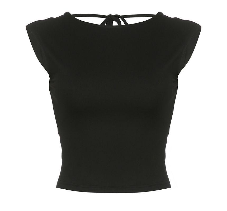 Plain Open-Back Crop Tank Top Product Image