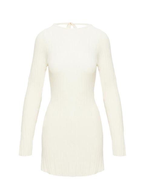 Mayok Long Sleeve Mini Dress Cream Product Image