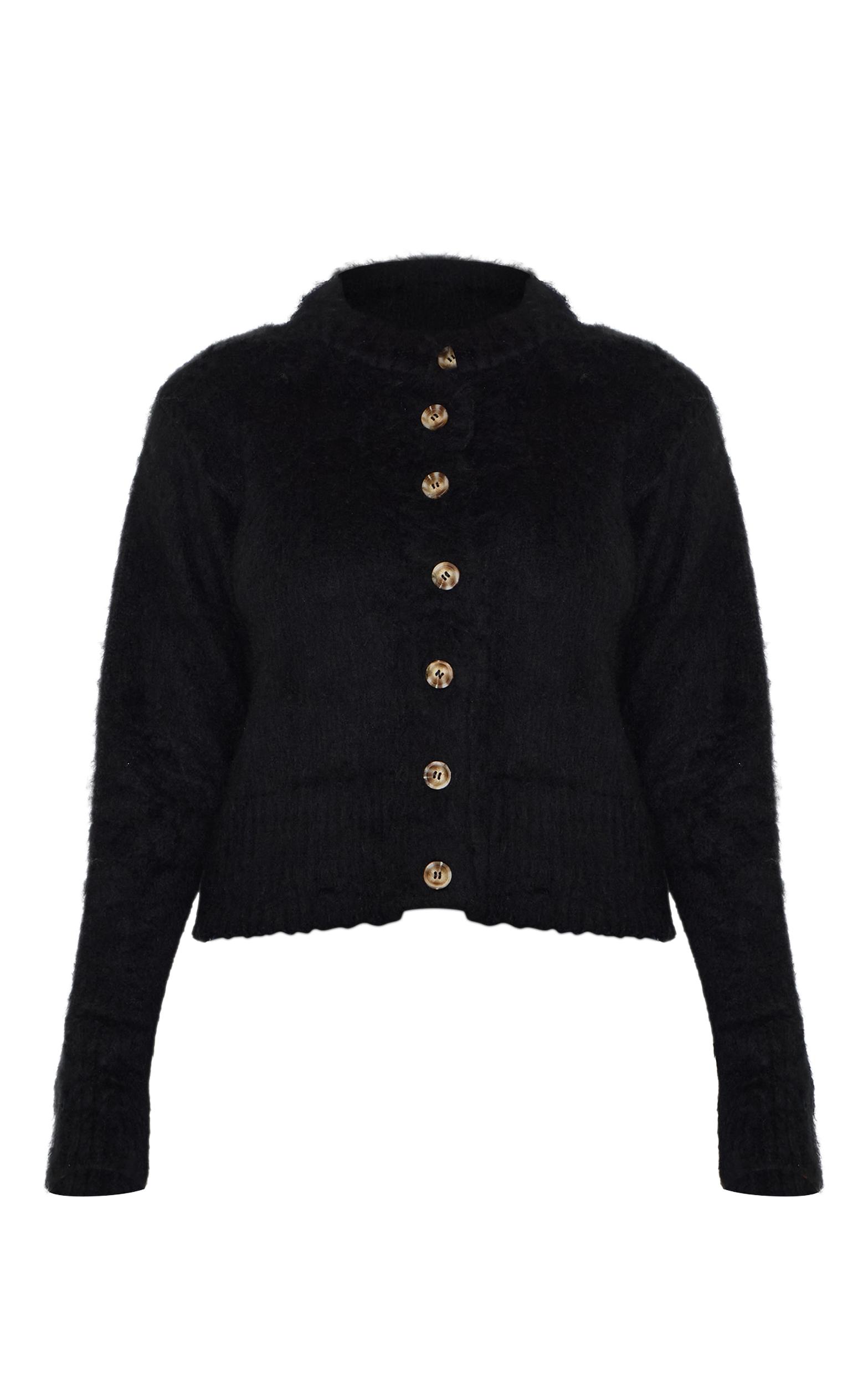 Plus Black Eyelash Knitted Cardigan Product Image
