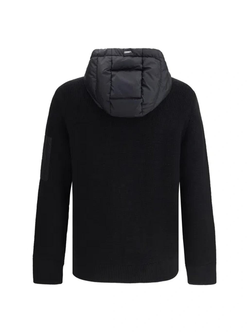 HERNO Padded Bomber Jacket With Wool Sleeves Clothing In Black Product Image
