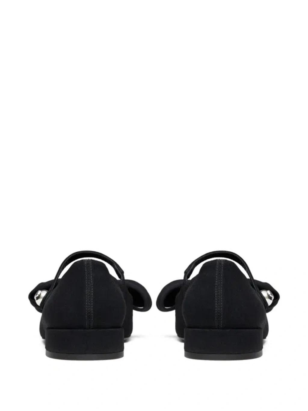 VALENTINO GARAVANI Black Mary Janes With Bow Detail In Crepe Fabric Woman In Multicolor Product Image
