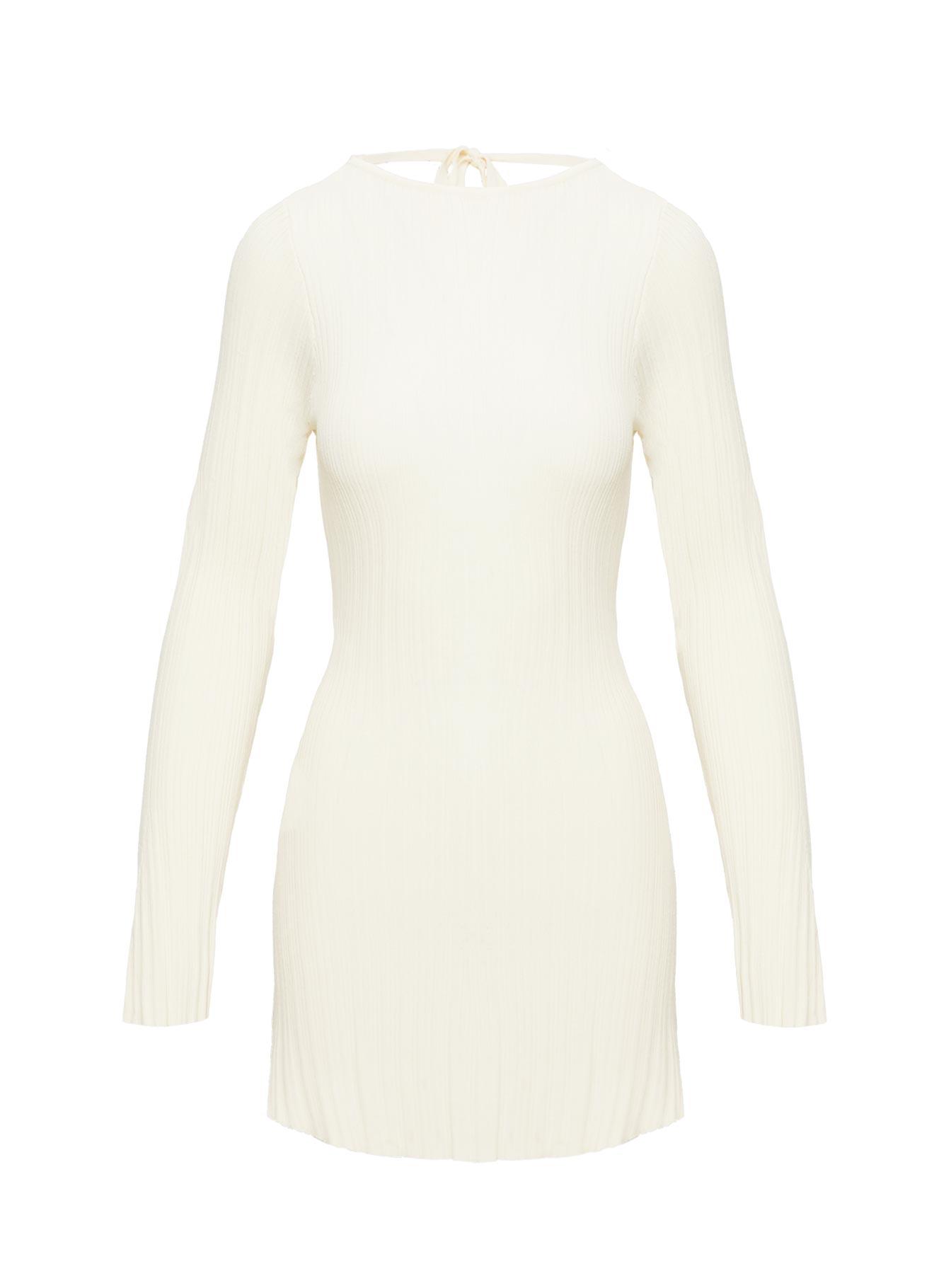 Mayok Long Sleeve Mini Dress Cream Product Image