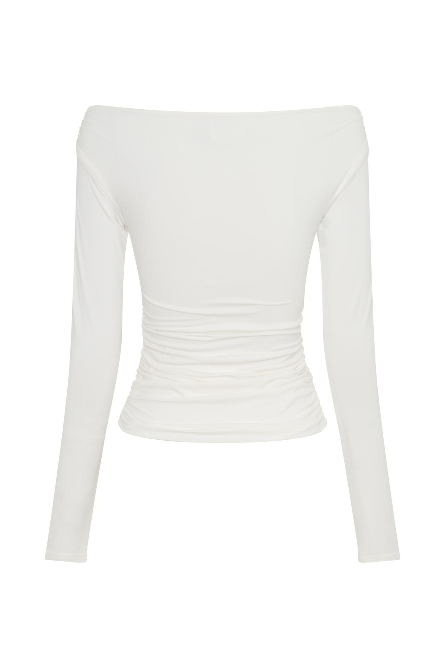 Jaden Off Shoulder Recycled Nylon Top - Ivory Product Image