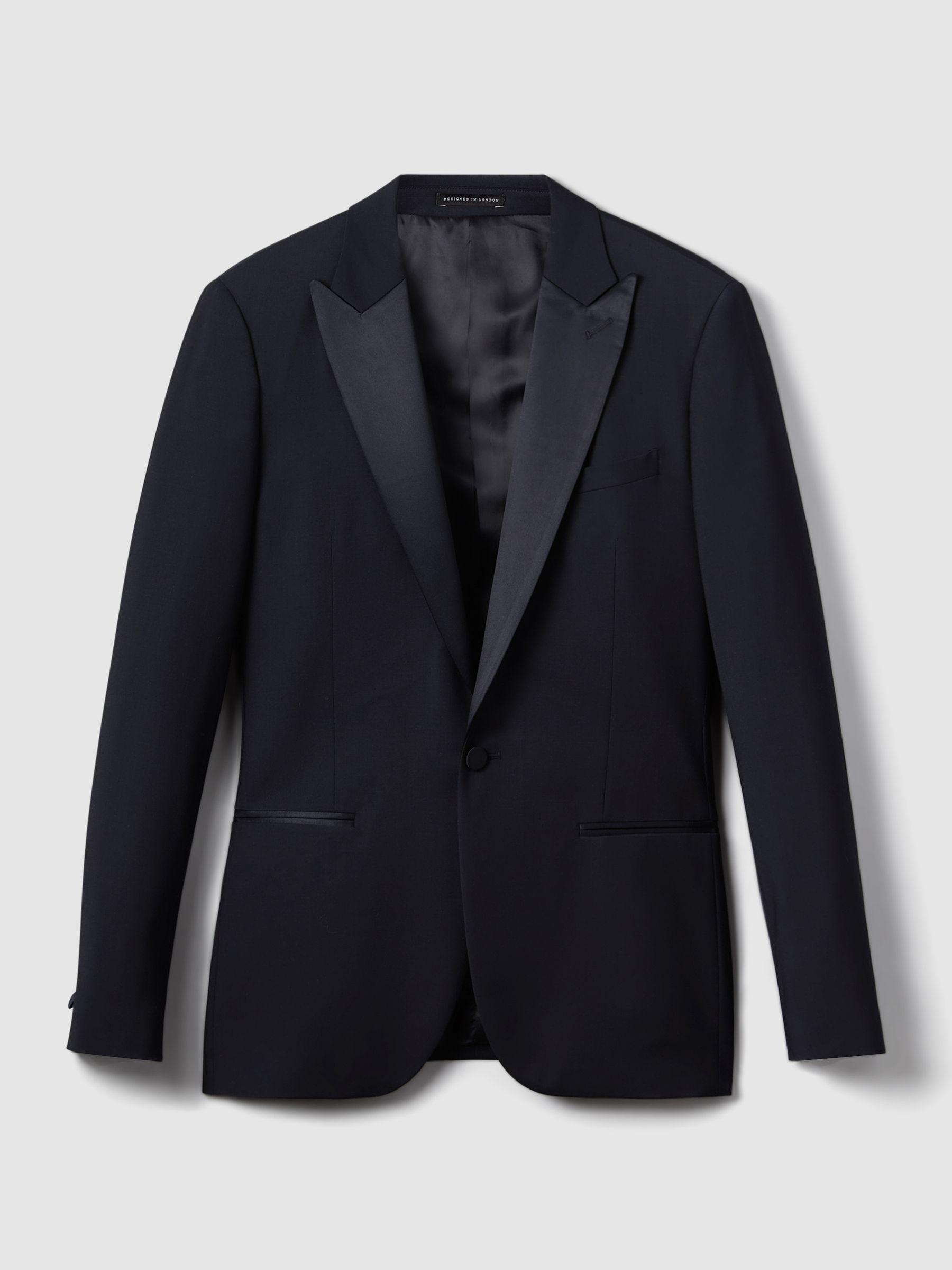 Linen Slim-Fit Suit Trousers in Airforce Blue Product Image