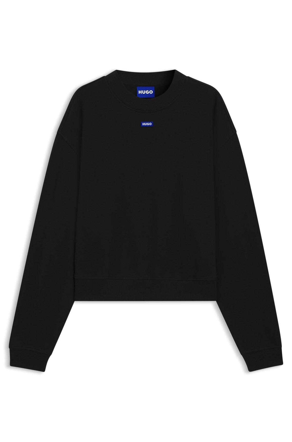 Cotton-terry sweatshirt with blue logo Product Image