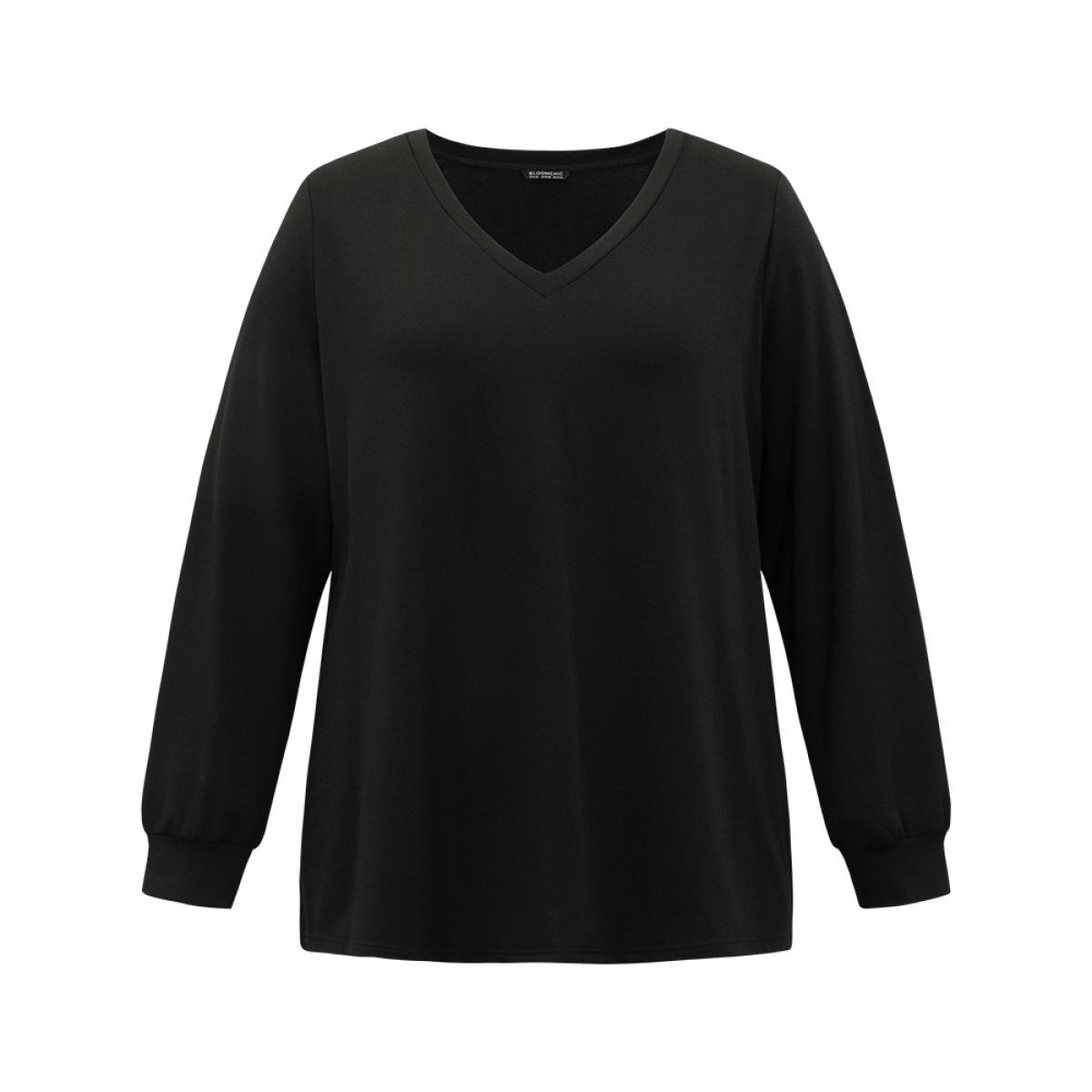 Plus Size Halloween Pearl Beaded Round Neck Sweatshirt Women Black Elegant Elastic cuffs Round Neck Festival-Halloween Sweatshirts BloomChic 18-20/2X Product Image