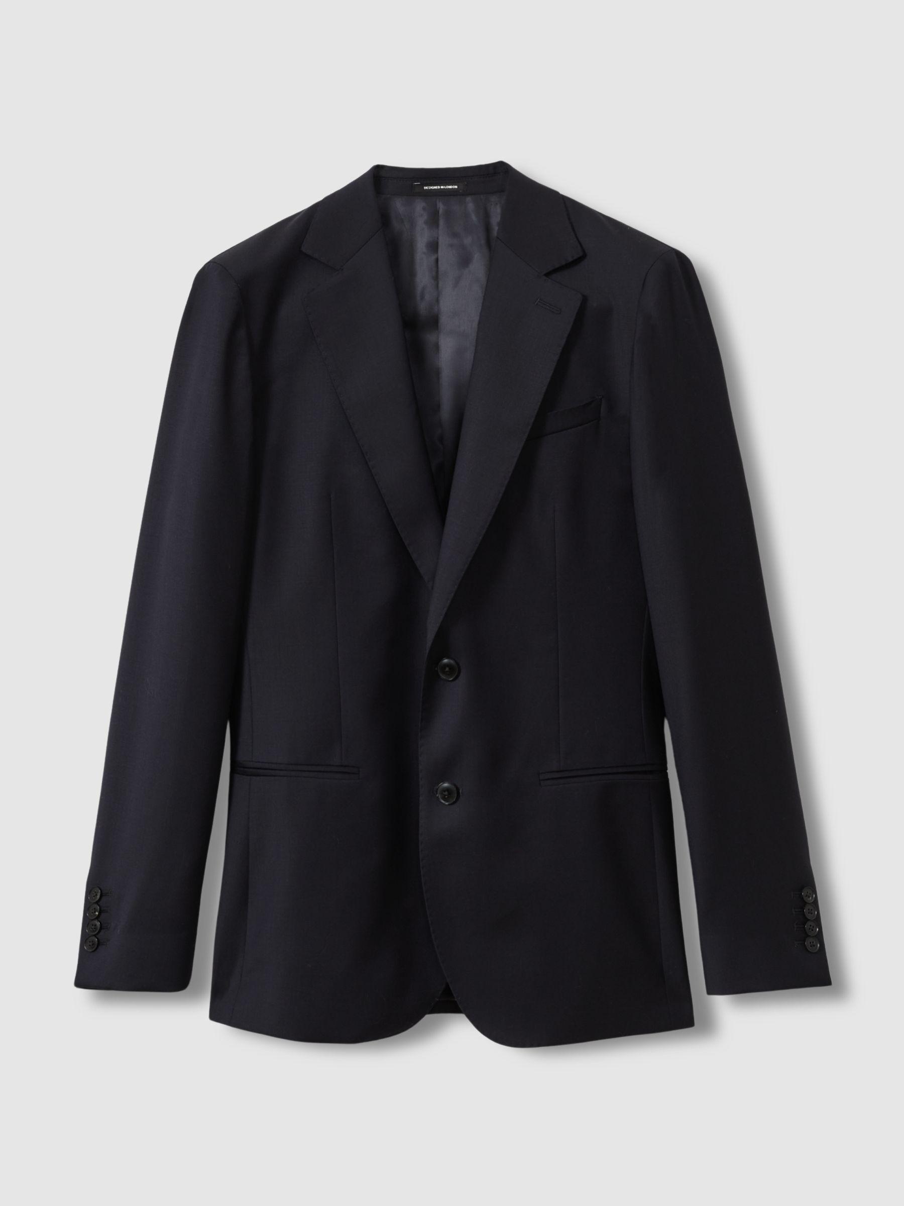 Single Breasted Wool Suit Jacket Slim-Fit in Navy Product Image
