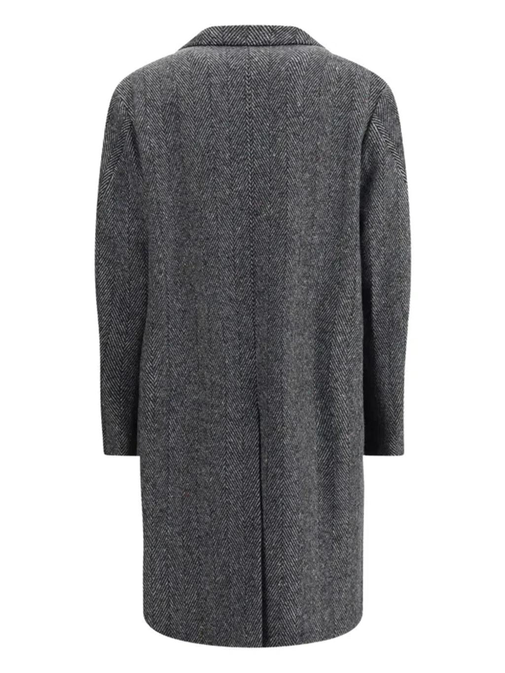 GIVENCHY Men Wool Blend Coat With Herringbone Motif In Multi Product Image