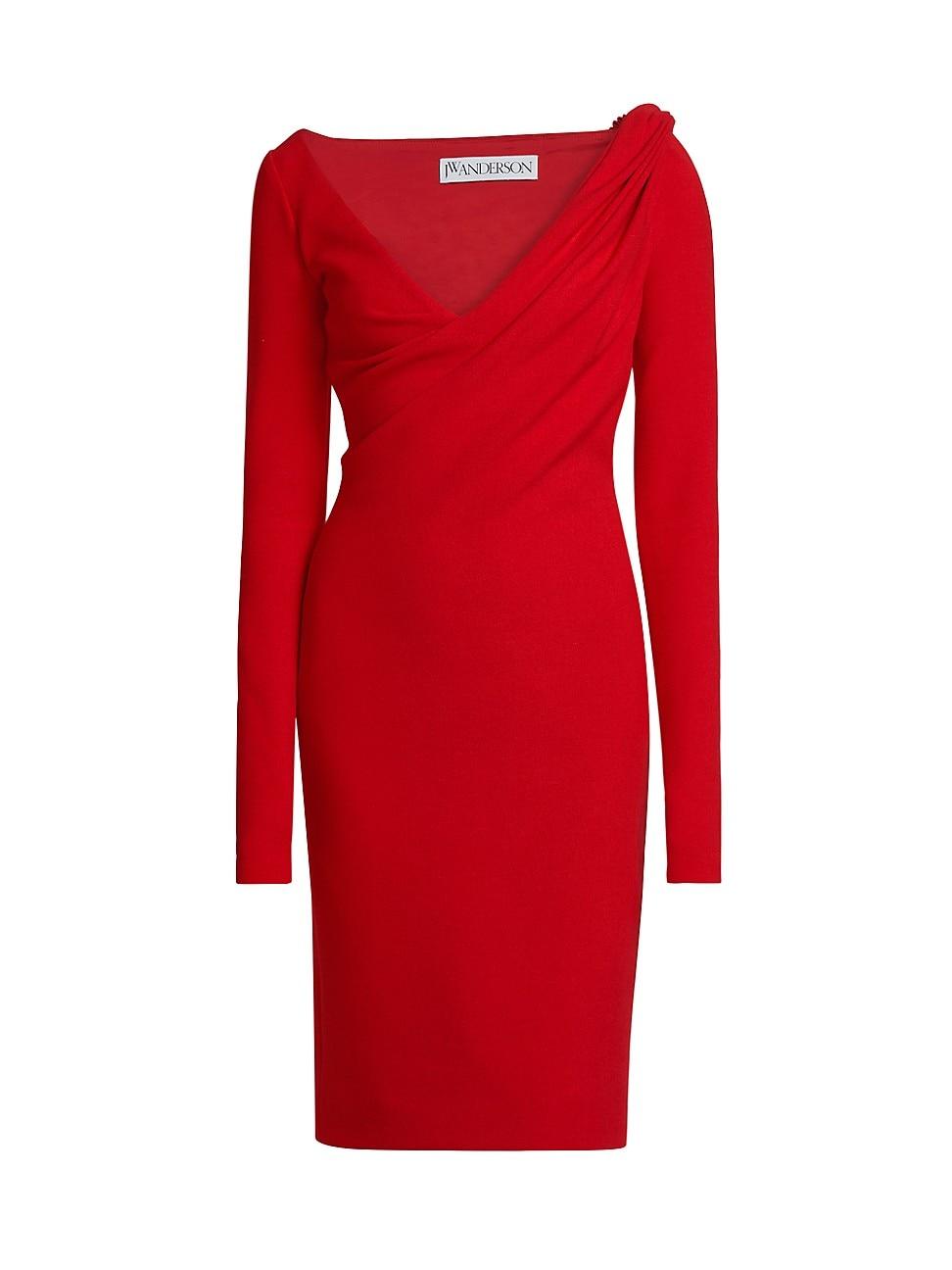 Womens Asymmetric Draped V-Neck Sheath Dress Product Image