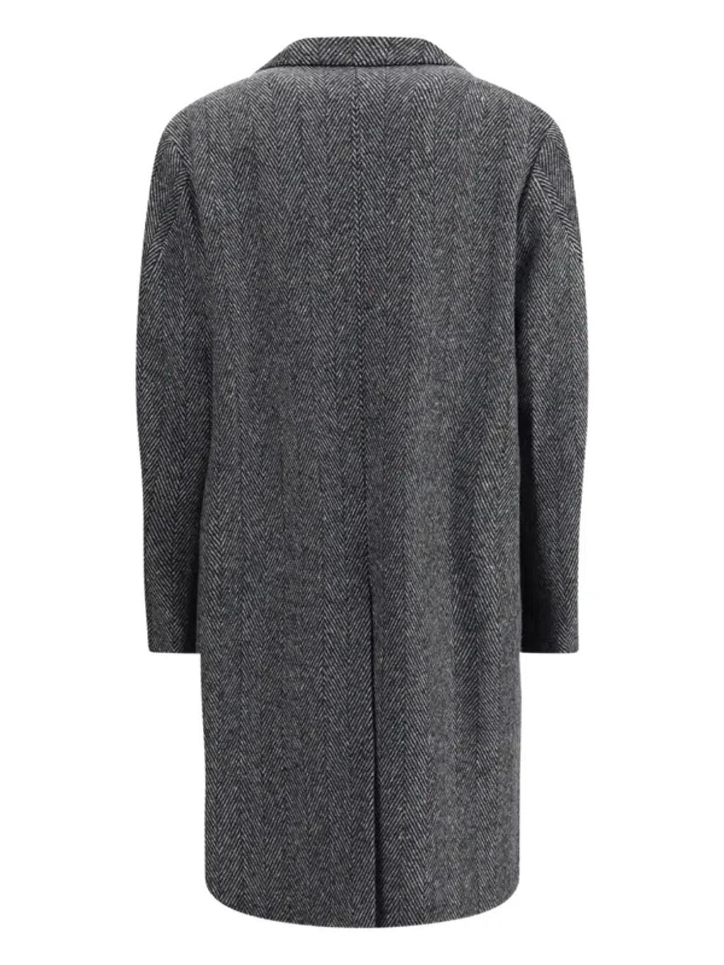 GIVENCHY Men Wool Blend Coat With Herringbone Motif In Multi Product Image