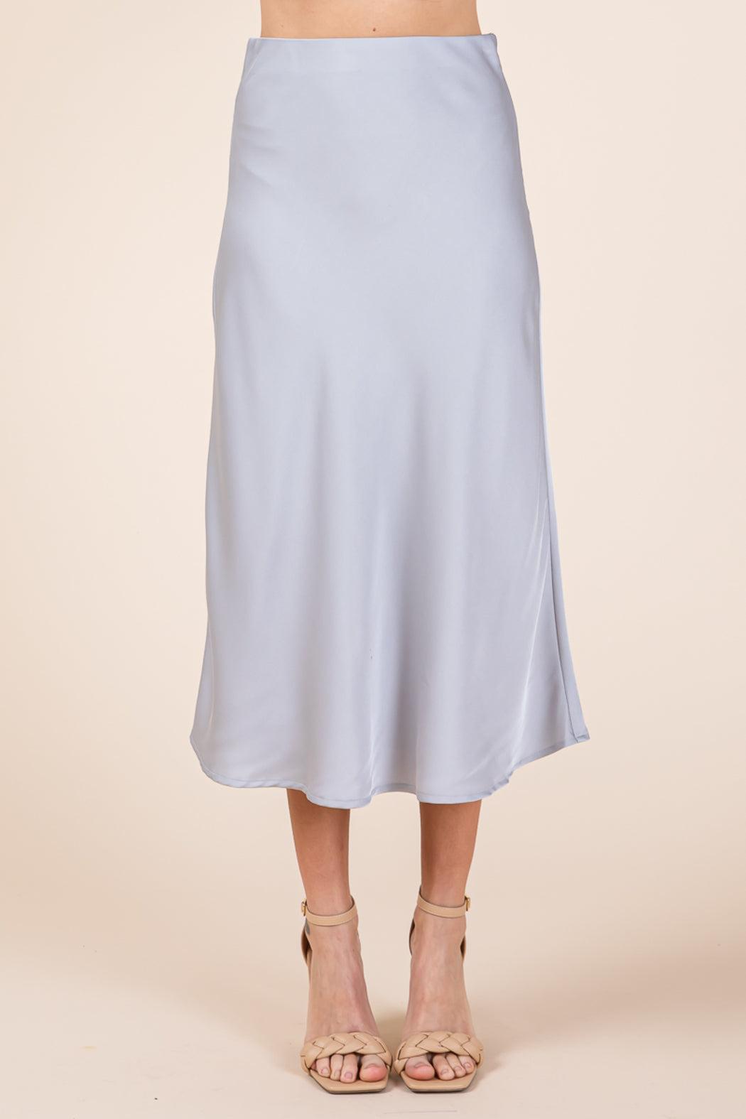 High Waist Satin A Line Midi Skirt Product Image