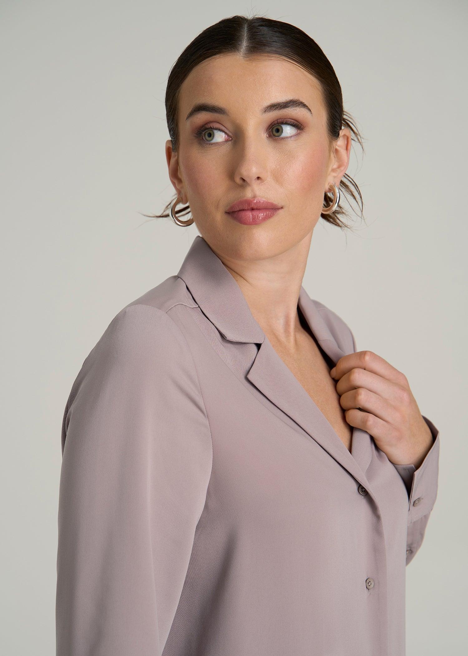 Notch Collar Blouse for Tall Women in Truly Taupe Female Product Image