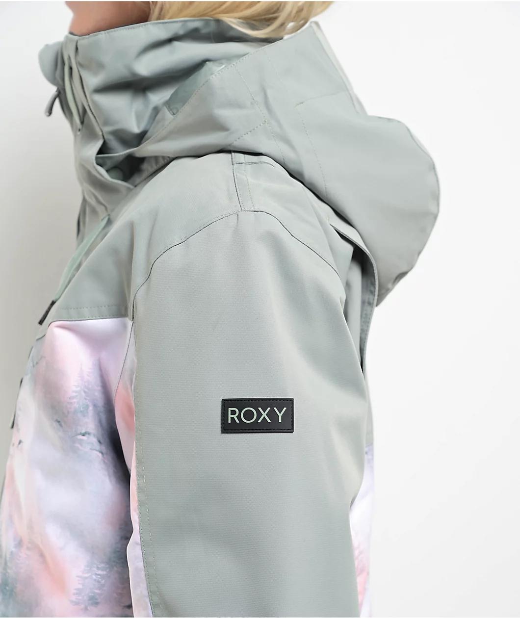 Roxy Women's Presence Sea Pine Mystery Fog 10K Parka Snowboard Jacket 2025 Product Image