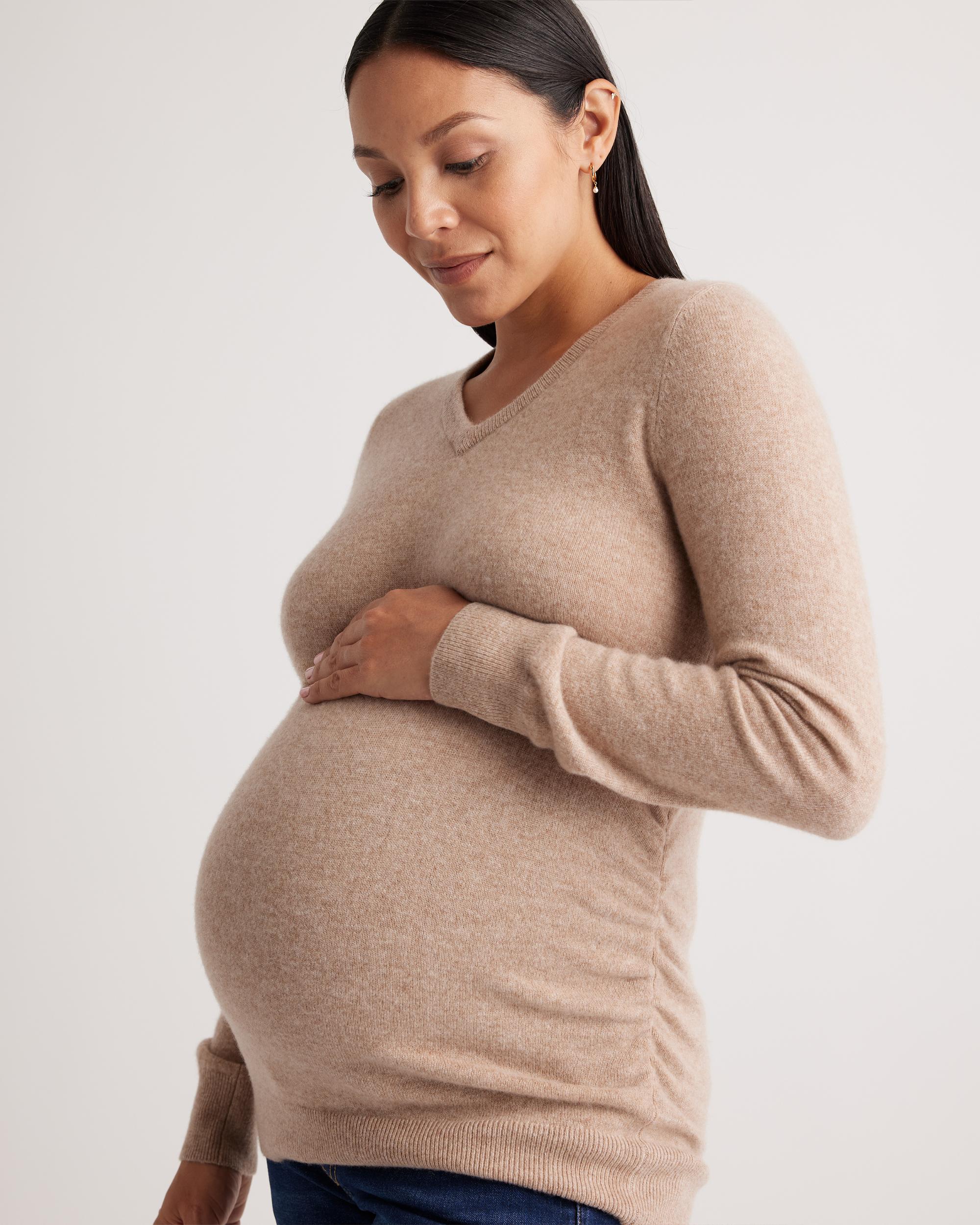 Quince | Women's Mongolian Cashmere V-Neck Maternity Sweater Product Image