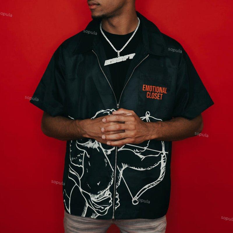 Angels Zipper Short Sleeve Shirts Product Image