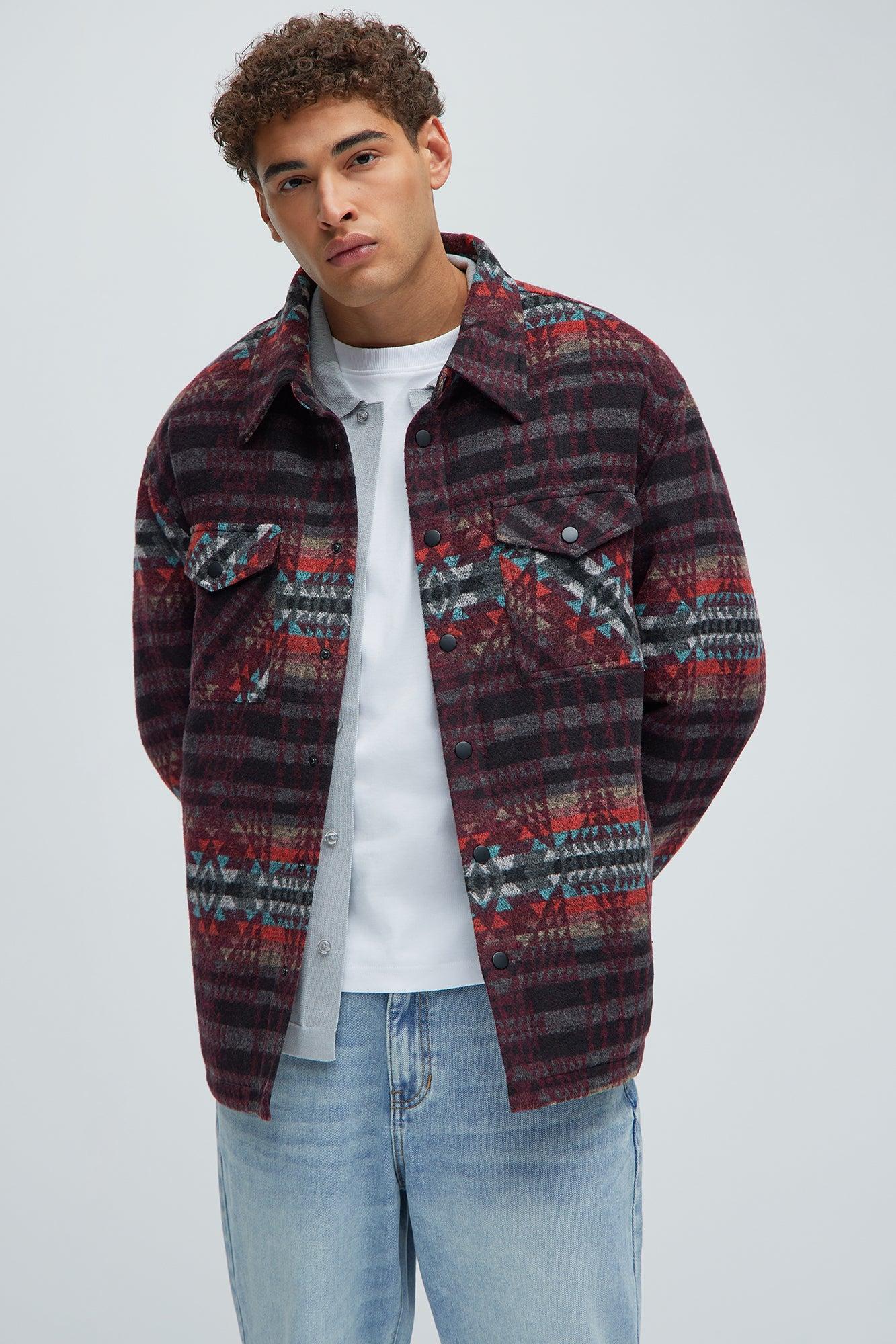 If We Ever Tried Quilted Shacket - Burgundy/combo Product Image