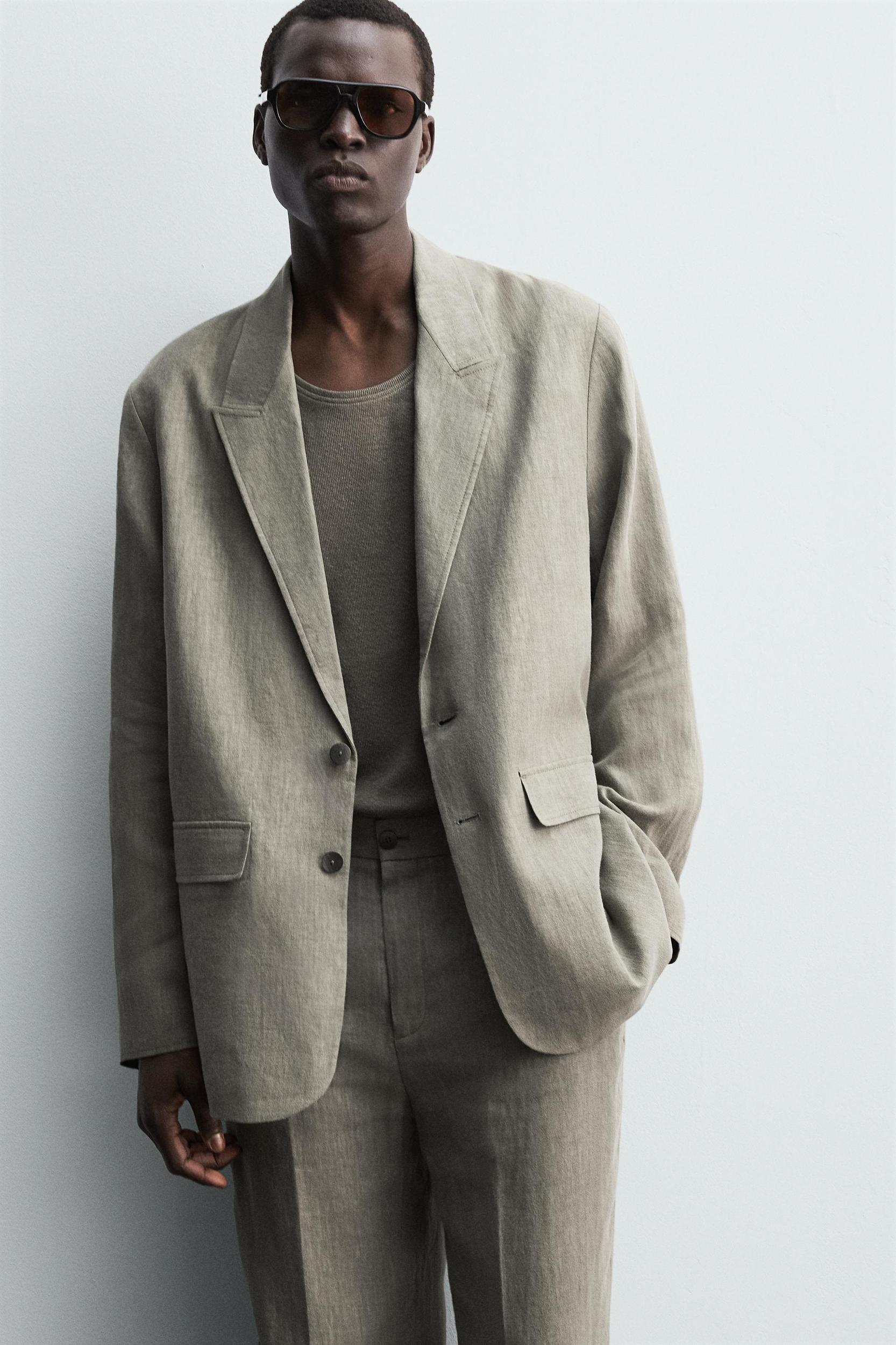 WASHED 100% LINEN SUIT BLAZER Product Image