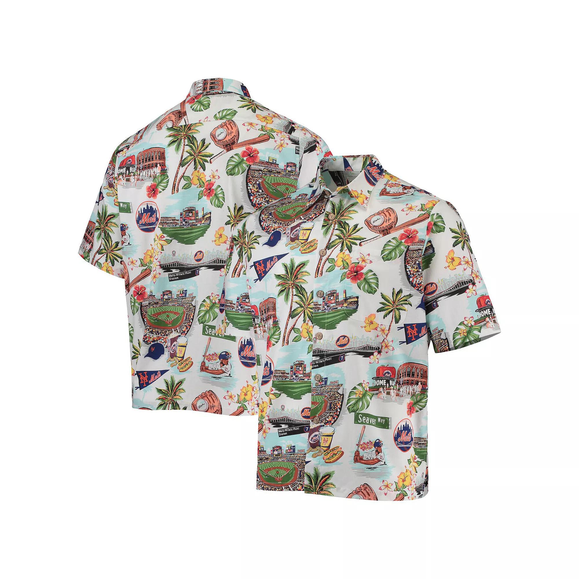 Men's Reyn Spooner White New York Mets Scenic Button-Up Shirt,  Product Image