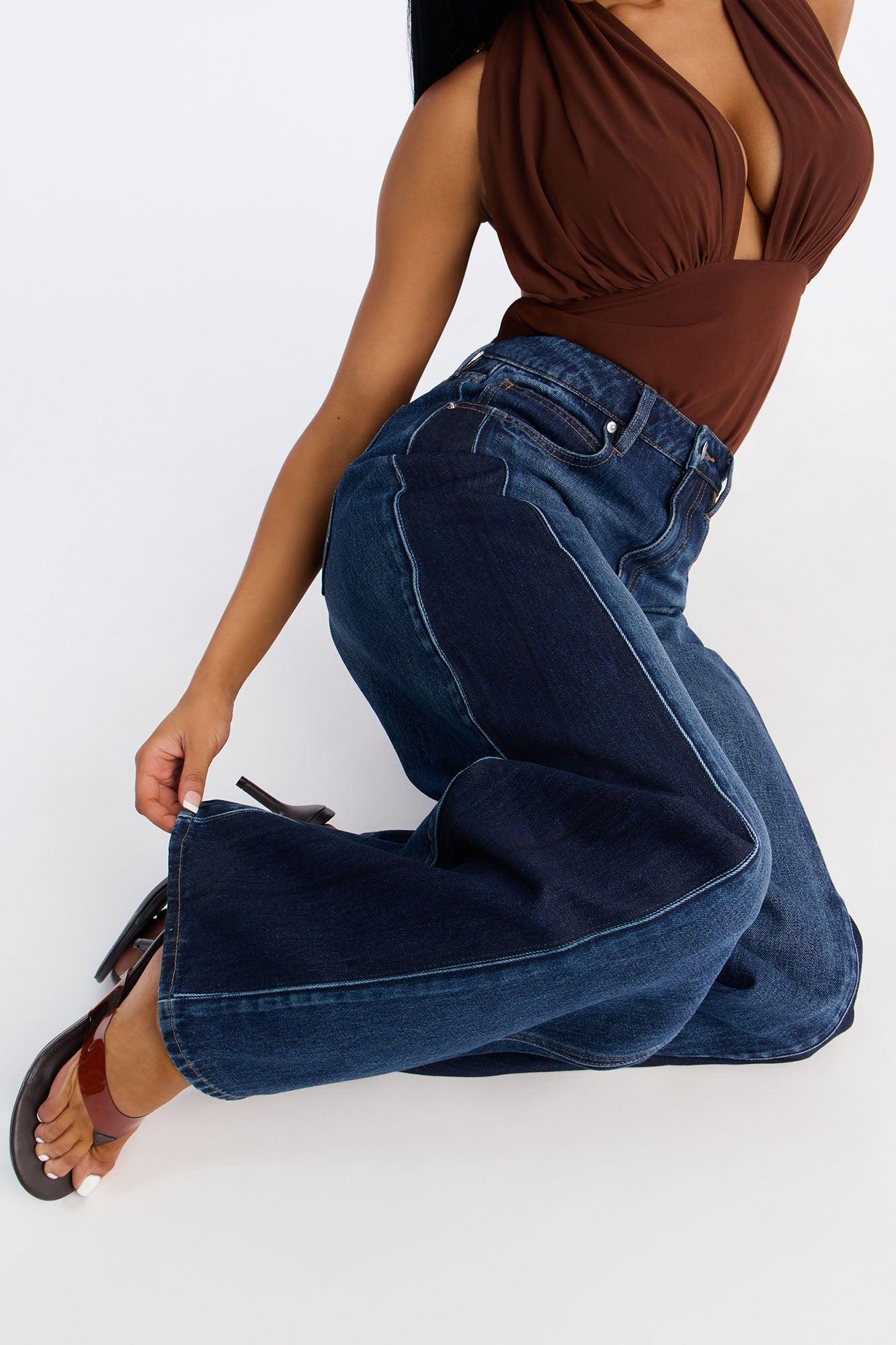 Side Note Non Stretch Wide Leg Jeans - Dark Wash Female Product Image