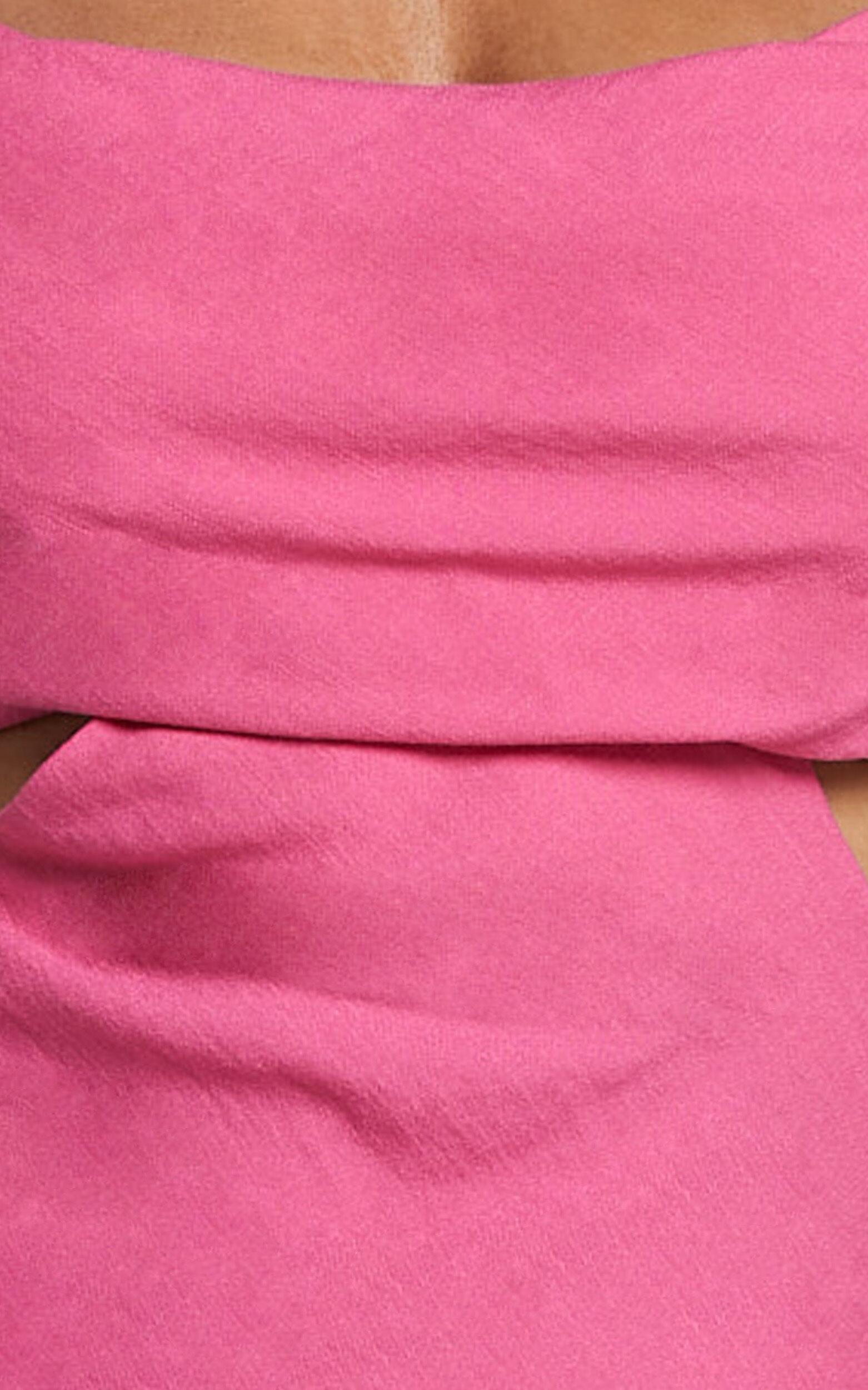 Reviena Maxi Dress - Cut Out Cowl Neck Dress in Hot Pink Product Image