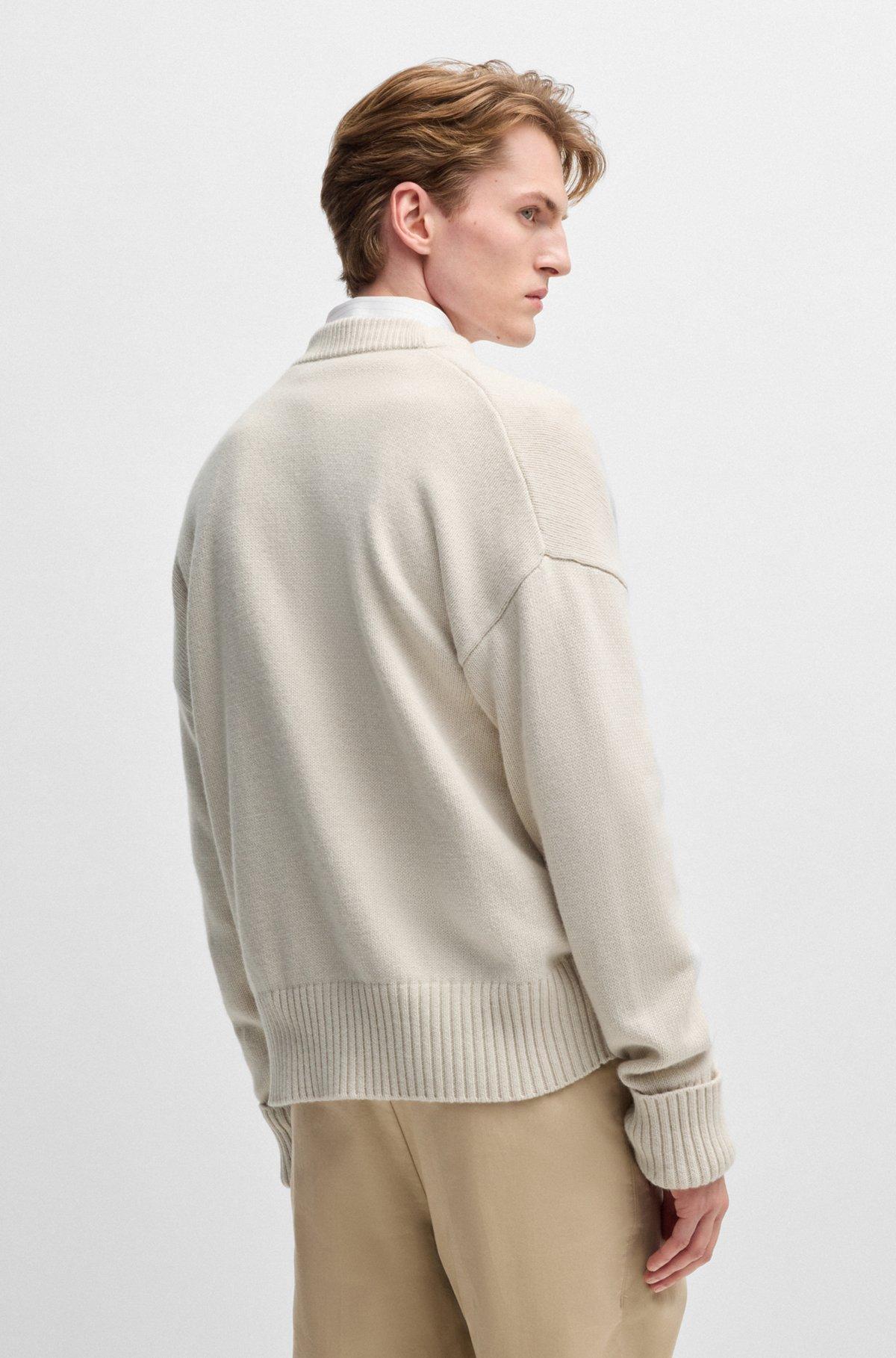 Relaxed-fit cardigan with button front and ribbed cuffs Product Image