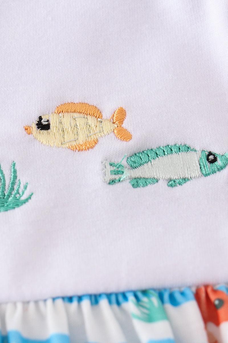 Blue marine creature embroidery dress Product Image