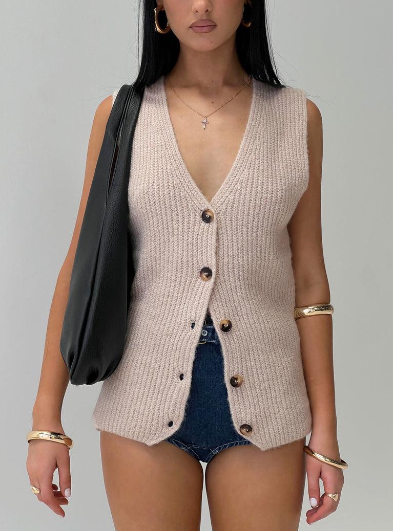 Nowah Knit Vest Beige Product Image