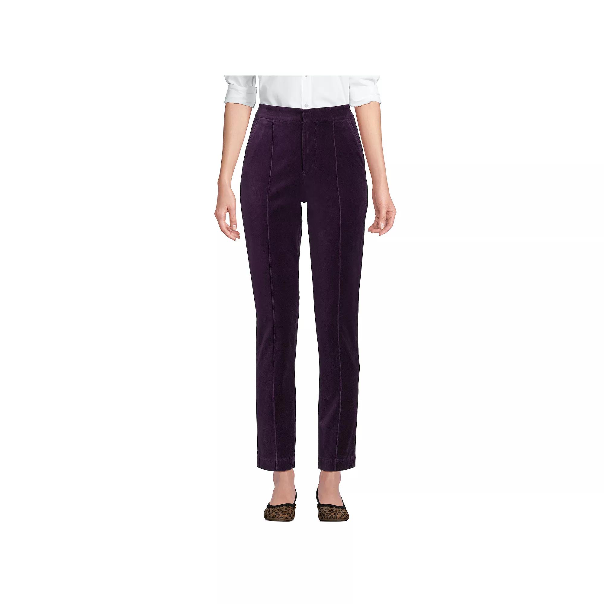 Women's Lands' End Velvet High Rise Pintuck Pencil Ankle Pants,  Product Image