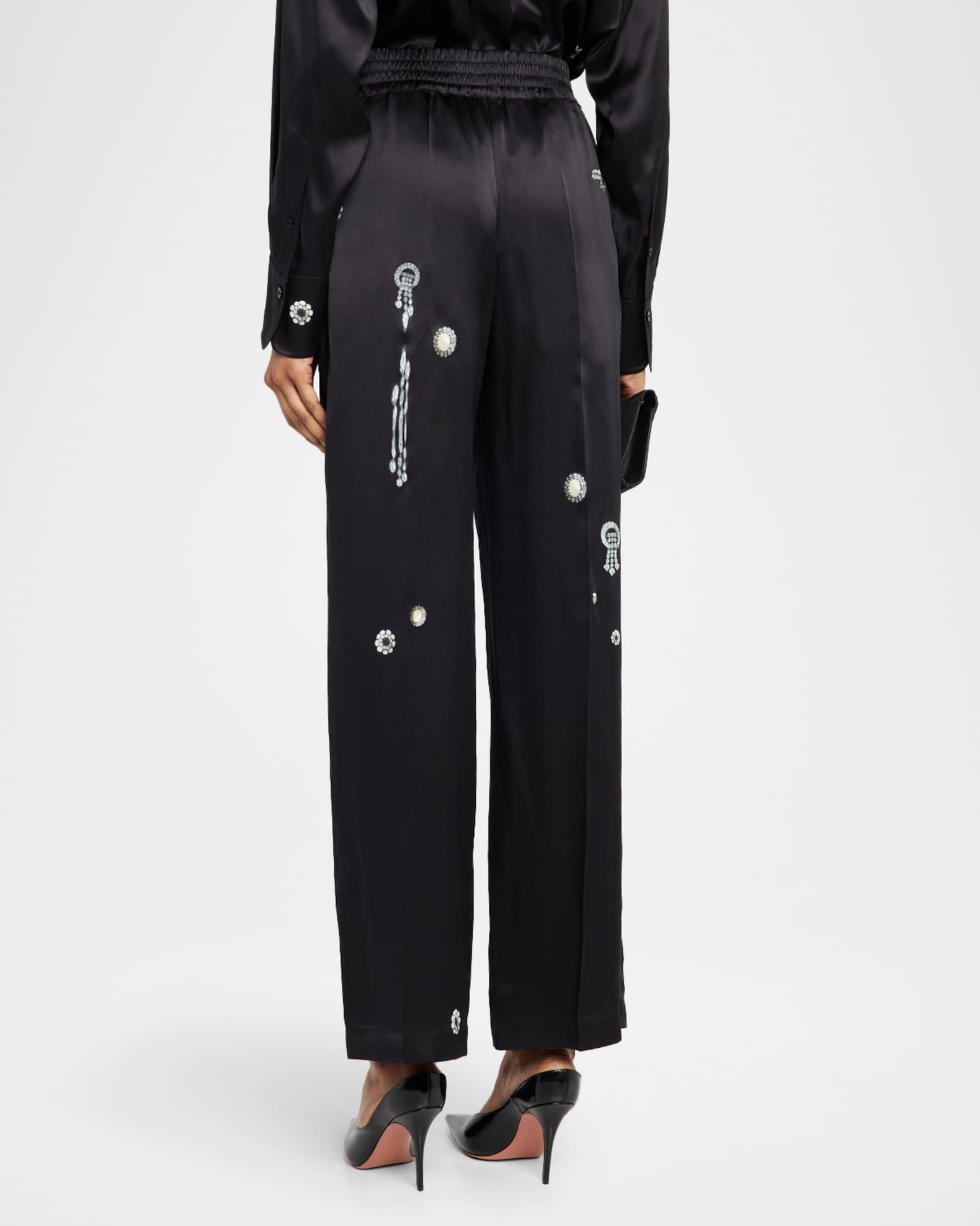 Crystal-Print Silk Straight-Leg Pajama Trousers Product Image