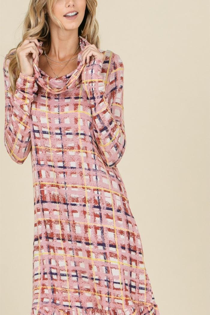 Plaid, ruffle bottom midi Product Image