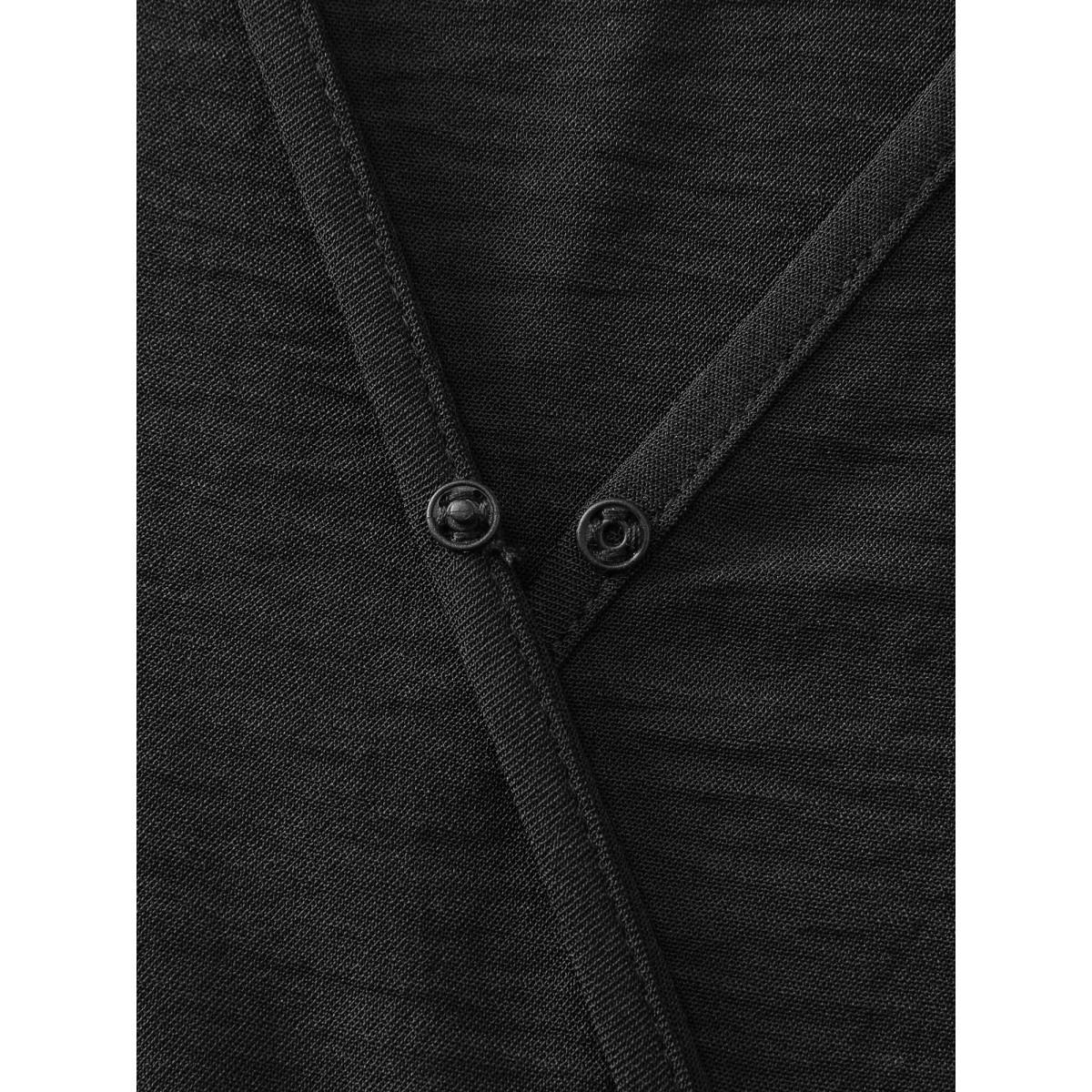 Plus Size Wrap Neckline Slit Hem Flowy Maxi Dress Black Women Leisure Overlapping Overlap Collar Long Sleeve Curvy BloomChic 14-16/1X Product Image