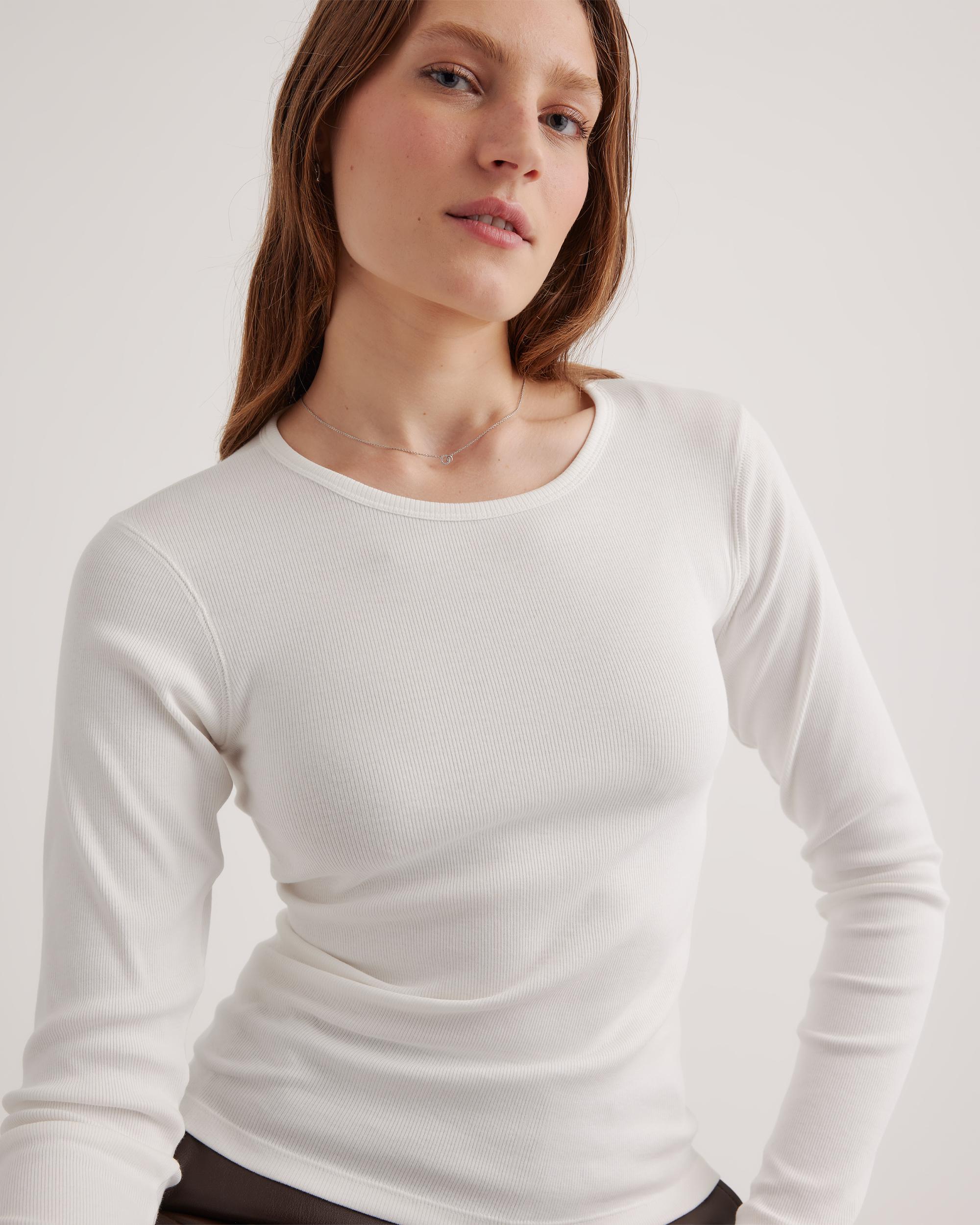 Quince | Women's Micro-Rib Long Sleeve T-Shirt Size XS, Organic Cotton Product Image